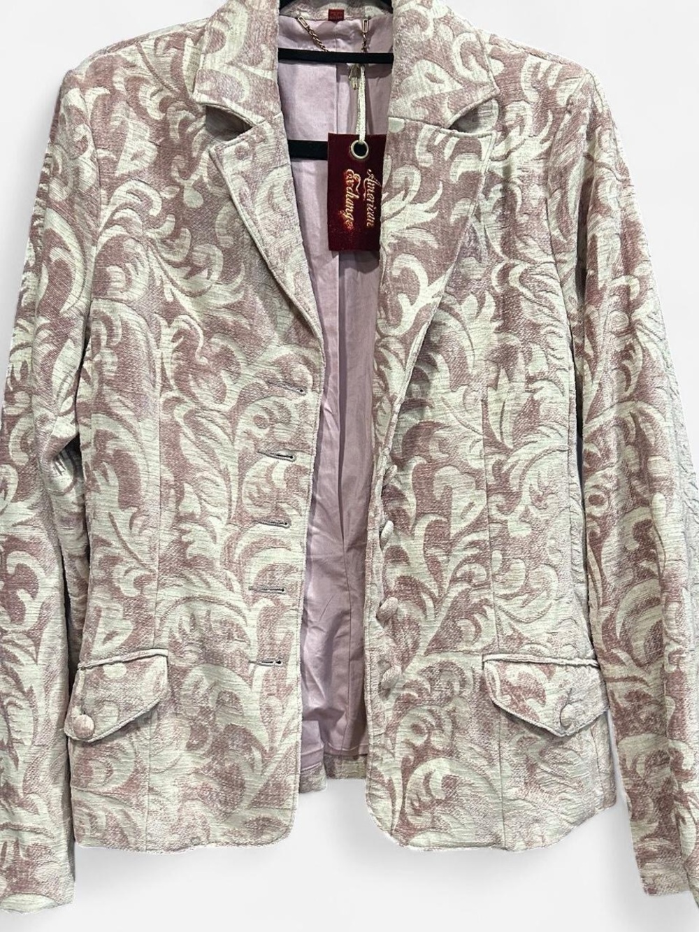 American Exchange Pink and Cream Floral Jacquard Blazer